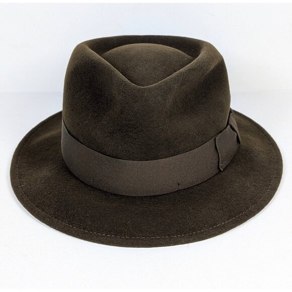 NEW Borges & Scott Doyle Teardrop Fedora Hat Brown 100% Wool Felt Size 56cm NWT - Picture 2 of 10